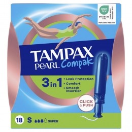 8xTampaxPearlCompakSuperTamponsmetInbrenghuls18stuks
