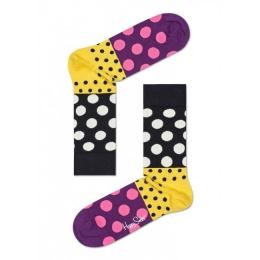 HappySocksDotsBlockAnniversarySokkenGeelZwart