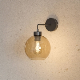TKLightingWandlampCubuszwartbarnsteenglas18cmE27