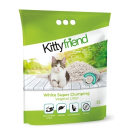 KittyFriendKattenbakvullingVegetalWhiteSuperClumpingLitter5liter