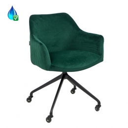 StoelQuinnopwielenvelvetdonkergroen