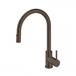 KeukenmengkraanHotbathFellowDraaibaarUittrekbareUitloop385cmVerouderdMessingLivingColours