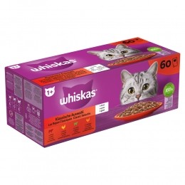 WhiskasAdult1ClassicKattenvoerNatMaaltijdzakjesMultipackSelectieinGelei60x85gr