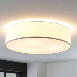 LindbyStoffenplafondlampGordanainwit57cm