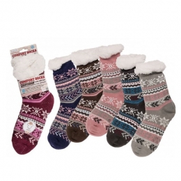 DamesHuissokkenMetAntislipZoolIceFlowerStripes