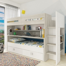 HoogslaperSpectraGrijseikenmetbureauenbed