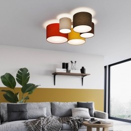 LindbyplafondlampLaurenz5-lamps93cmroodgeeltextiel