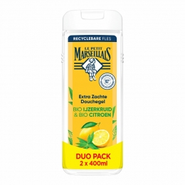 3xLePetitMarseillaisDouchegelBIOIJzerkruidBIOCitroen2x400ml