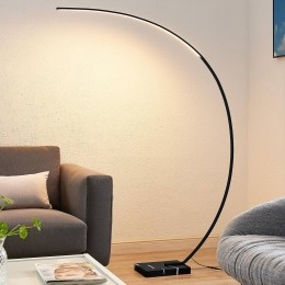 LindbyLEDgebogenvloerlampKendrazwartaluminiumhoogte180cm