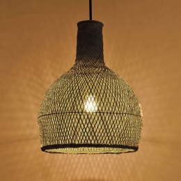 BamboeHanglampHandgemaaktZwart40cm