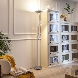 LindbyLEDvloerlampJosefinnikkelleeslampjedimbaar
