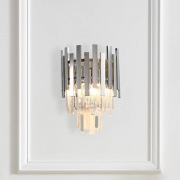 Eko-LightWandlampAspenmetaalchroomkleurigglaskristallen25cm