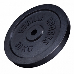 Gewichtsschijf-Halterschijf-30kg-GietijzerZwart-30mm-GorillaSports