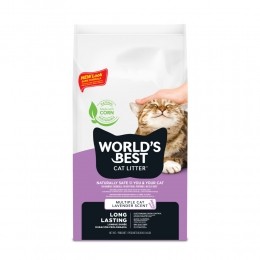 3xWorldsBestCatLitterKattenbakvullingLavender635kg