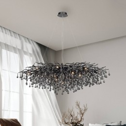 PaulNeuhausIJspegelkroonluchterzwartglashangendlengte150cm