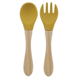 Dutsi-BabyBestekset-HoutSiliconen-Mosterdgeel