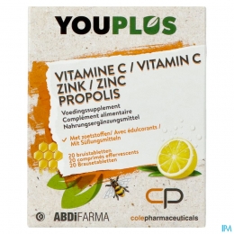 YouplusVitamineCZinkPropolis2x10Bruistabletten