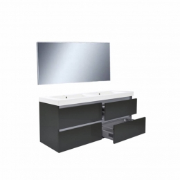 BadmeubelTrendLine120cmHoogglansAntracietDubbeleWastafelAquaRoyal