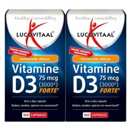 GratisVerzending2xLucovitaalVitamineD3D375mcg3000IEForte365capsules