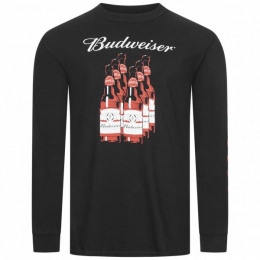 BUDWEISERSixPackBottlesHerenShirtmetlangemouwenPOMLT340BLK