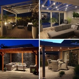 Milano-6xinbouwspotsveranda-DimbaarLED-Completesetmetafstandsbediening-PlugPlay-12Volt3watt-2700K200lumen-IP65waterdicht