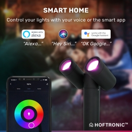 6xPinerodoublesmartdimbareLEDprikspot-RGBWW-WiFiBluetooth-GU10-55Watt-GoogleassistantAmazonAlexa-Kantelbaar-Tuinspot-V