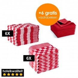 Zavelo6xTheedoekenen6xKeukendoekenSet6xGRATISVAATDOEKJES-6xTheedoeken-6xKeukendoeken-Rood
