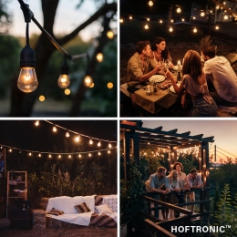 12V15mLEDStringLightSet-15lampjes-IP65Lichtsnoerbuiten-incladapterenlichtbronnen