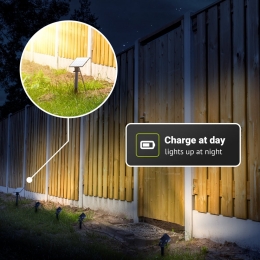 4xTroySolarprikspots-Loszonnepaneel-3000Kwarmwitlicht-IP65waterdicht-150lumen-Solarbuitenlampeninclschemerschakelaar-Tuinspot