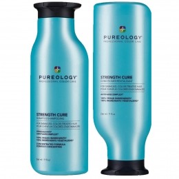 PureologyStrengthCureShampooandConditionerBundleforDamagedHairSulphateFreeforaGentleCleansewithVeganFormulas
