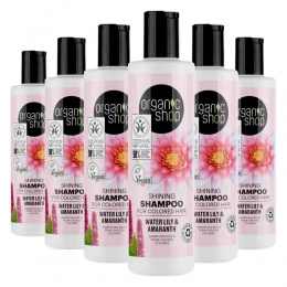 6xOrganicShopShiningShampooWaterLilyandAmaranth280ml