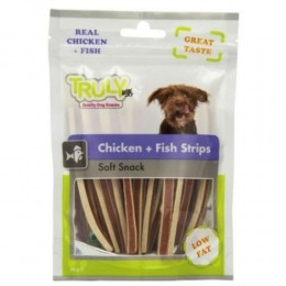 15xTrulyHondensnackStripsChickenFish90gr