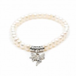 EdelsteenArmbandWittePotatoParelsmetEngeltje