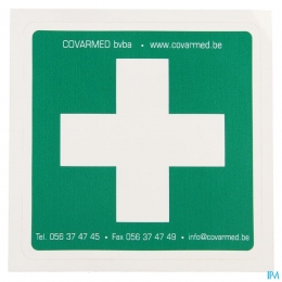 StickerGroenWitKruisEhbo10x10cm