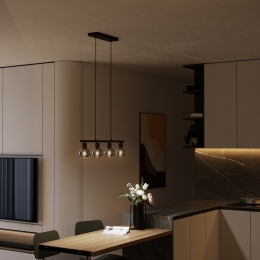 Glazura-LEDHanglampSmokeGlas-4spots-E14-Zwart-IP20-HanglampBollen