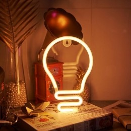LEDNeonWandlampLampjeOpBatterijenenUSB26x20x2cmWarmWit