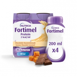 FortimelProtein2KcalKaramelenChocolade4x200ml