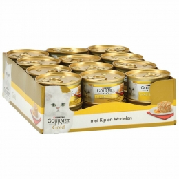 24xGourmetGoldKattenvoerNatHartigTorentjeKip-Wortel85gr