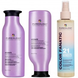 PureologyHydrateShampooConditionerandColorFanaticMulti-BenefitLeave-inMoisturisingBundleforDryHair
