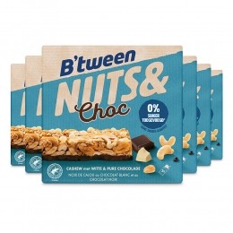 6xHeroBtweenNutsChocCashewChocoladeWitPuur3x32gr