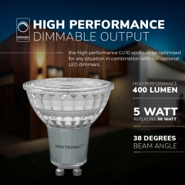 GU10LEDspot5WattDimbaar6000Kdaglichtwitvervangt50W