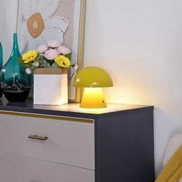 LindbyLEDoplaadbaretafellampNevijogeel18cmUSBdimmer