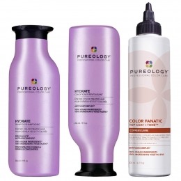 PureologyHydrateShampooConditionerandTopCoatToneRoutineforNeutralisingandHydratingCopperHair