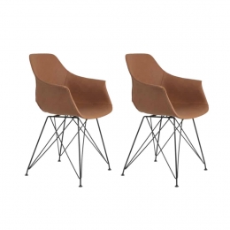 EetkamerstoelSerbinbruinPUleersetvan2