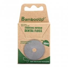 BambooUpCharcoalFloss50mtrWaxFluorMint