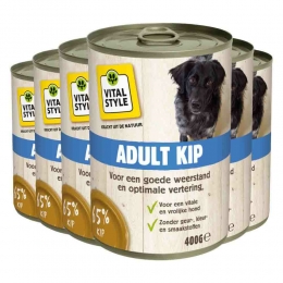 6xVitalstyleHondenvoerBlikKip400gr