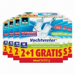 6xBisonVochtvreterVochtmagneetNeutraal3x450gr