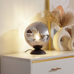 LindbyValentinatafellampE27rookgrijsglas25cm