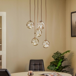 LindbyhanglampValentinaglasrookgrijsrond5-lamps