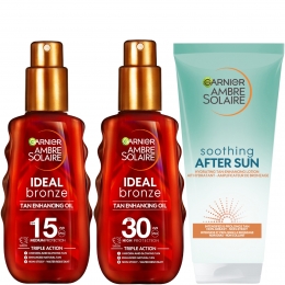 GarnierAmbreSolaireIdealBronzeProtectiveOilSPF15SPF30withAfterSunTanMaintainer